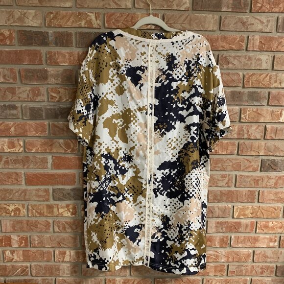 Rag & Bone Chester 100% Silk Camo Large Women's USA Oversized T-Shirt Dress EUC - Picture 3 of 13